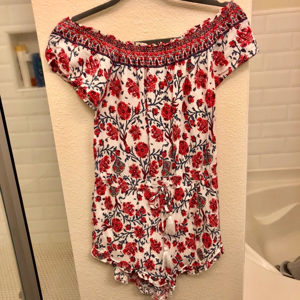 Floral off the shoulder romper